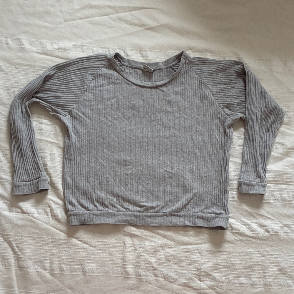 Gray Women's Ribbed Organic Cotton Top.